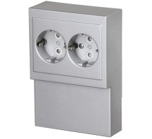 Розетка Double Shuko 16А 230В для установки на плинтус Impressivo, алюминий  402EL-83   2TKA00002275  ABB