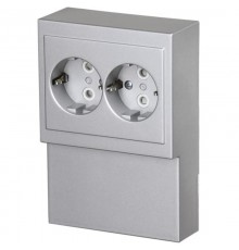 Розетка Double Shuko 16А 230В для установки на плинтус Impressivo, алюминий  402EL-83   2TKA00002275  ABB