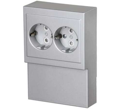 Розетка Double Shuko 16А 230В для установки на плинтус Impressivo, алюминий  402EL-83   2TKA00002275  ABB