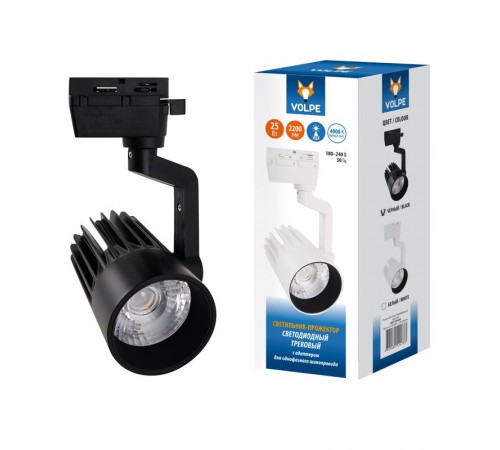 Светильник светодиодный трековый ULB-Q274 25W/4000К BLACK 2200 Лм 4000К черный  UL-00005924  Volpe