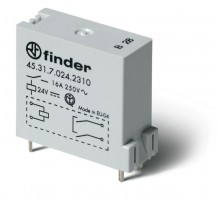 Низкопрофильное миниатюрное электромеханическое реле; монтаж на печатную плату; выводы с шагом 3.5мм; 1NO 16A; контакты AgCdO  453170242310  Finder