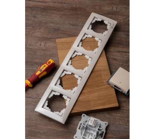 Валенсия Рамка 5-местная жемчуг  EWM-G-305-50  EKF