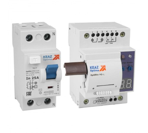 Моторпривод OptiDin MD-L-УХЛ4 + ВДТ без защиты от сверхтоков OptiDin DM63-2240-AС-УХЛ4 (2P, 40, 30mA)  361841  КЭАЗ