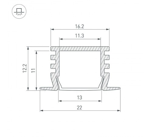 Профиль алюминиевый для светодиодной ленты PDS-F-2000 ANOD (ARL, Алюминий)  012083  Arlight