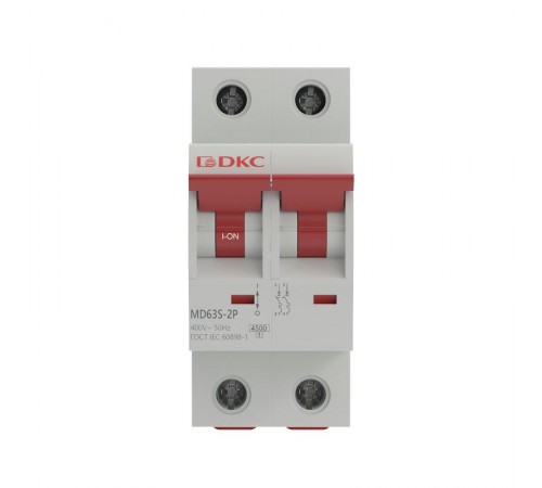 Автоматический выключатель модульный YON max типа MD63S, 4,5кА, 2 полюса, хар-ка D, 40А  MD63S-2PD40  DKC