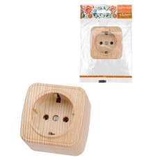 Розетка 2П+З открытой установки IP20 16А, сосна "Дача" Народная  SQ1824-0038  TDM