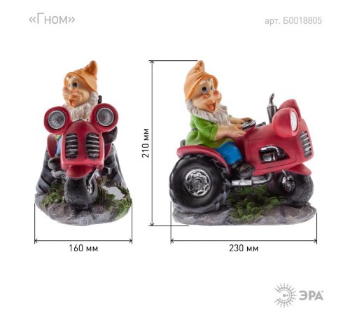 Cветильник садовый декоративный SL-RSN21-GCAR на солнечной батарее, полистоун, цветной, 21 см  Б0018805  ЭРА