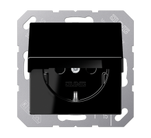 Штепсельная розетка SCHUKO 16A 250V~ с защитой от детей; с крышкой; термопласт; черная  A1520BFKIKLSW  Jung