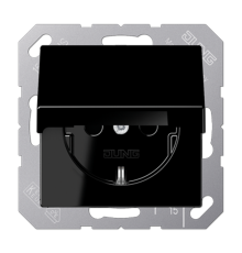 Штепсельная розетка SCHUKO 16A 250V~ с защитой от детей; с крышкой; термопласт; черная  A1520BFKIKLSW  Jung