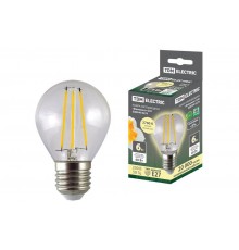 Лампа светодиодная шар "Филамент" G45-6 Вт-230 В-2700 К-E27 TDM  SQ0340-0279  TDM