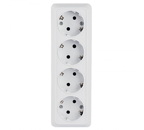 Рим Розетка 4-местная 16А с заземлением белая EKF  ENR16-328-10  EKF