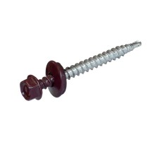 Саморез КР св. 4,8х51 RAL-3005 (винно-красный) (200 шт) - ведро ( 1,462 кг)  127876  Tech-KREP