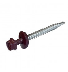 Саморез КР св. 4,8х51 RAL-3005 (винно-красный) (200 шт) - ведро ( 1,462 кг)  127876  Tech-KREP