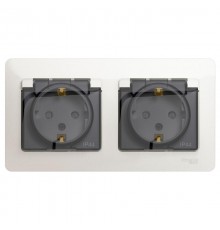 Glossa Перламутр Розетка 2-ая с з/к, со шторками (в сборе), IP44  GSL000647  SE