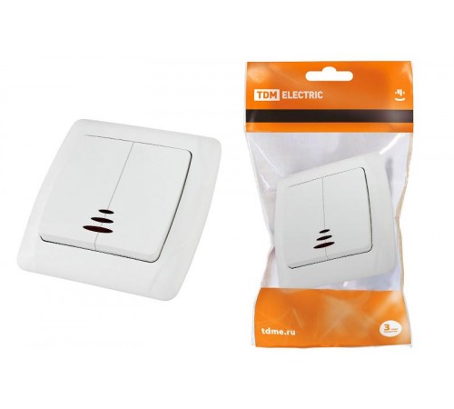 Выключатель 2 кл. с подсветкой 10А белый "Онега"   SQ1805-0005  TDM