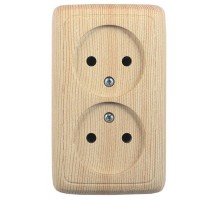 Розетка открытой установки, двухместная, со шторками, с изолирующей пластиной, цвет сосна  РА16-144-02  HEGEL