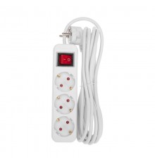 Удлинитель STANDARD 3 гнезда, 3м, 3х1,0мм, с/з, с выключателем, белый  13-4013  REXANT