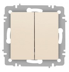 Переключатель Intro Accent 6-107-02 двойной, 10А-250В, IP20, СУ, AL/CU, слоновая кость  Б0063558  Intro