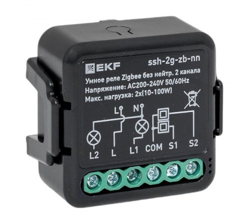 Умное реле в подрозетник 2-канальное без нейтрали Zigbee EKF Connect Select  ssh-2g-zb-nn  EKF