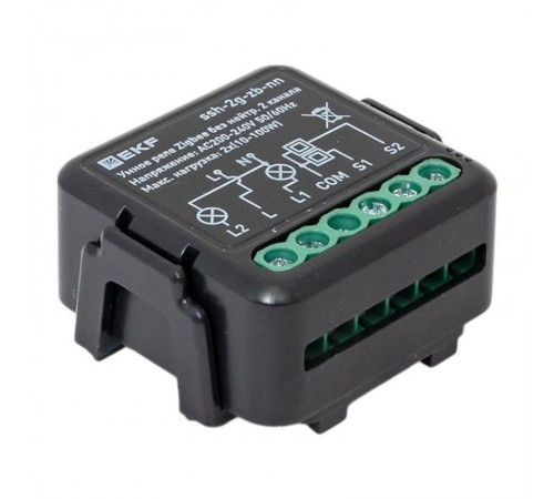 Умное реле в подрозетник 2-канальное без нейтрали Zigbee EKF Connect Select  ssh-2g-zb-nn  EKF