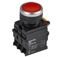 Кнопка с подсвет. и фикс. d=22мм 1NO+1NC красная MASTER  MI-BT60-11TD-3-11-K04  IEK
