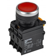 Кнопка с подсвет. и фикс. d=22мм 1NO+1NC красная MASTER  MI-BT60-11TD-3-11-K04  IEK