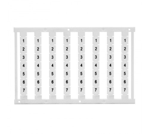 Маркировка для клемм, ширина 8 мм, узкая, для клемм Push-in, белая, от 8 до 14, горизонтальная ориентация, 1 шт. = карта из 56 маркеров  NUPUTUK-8F-8