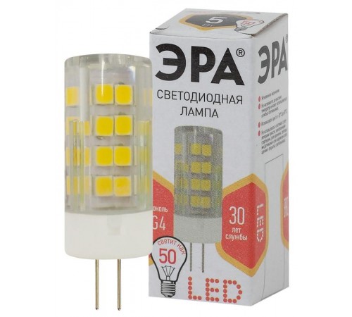 Лампа светодиодная LED 5Вт G4 220В 2700К smd JC капсульная  Б0027857  ЭРА