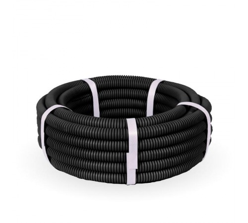 Труба гофрированная ПНД легкая 350 Н черная с/з д16 (10м/уп) безгалогенная (HF) стойкая к УФ   PR02.0120  Промрукав