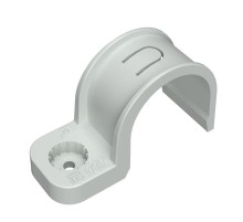 Крепеж-скоба пластиковая односторонняя для прямого монтажа атмосферостойкая серая в гофроящике d32 мм (350шт/кор)  PR13.02546  Промрукав