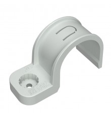 Крепеж-скоба пластиковая односторонняя для прямого монтажа атмосферостойкая серая в гофроящике d32 мм (350шт/кор)  PR13.02546  Промрукав