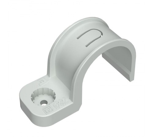 Крепеж-скоба пластиковая d32 мм односторонняя для прямого монтажа атмосферостойкая серая в п/э (5шт/300шт уп/кор)   PR13.0400  Промрукав
