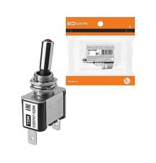 Выключатель-тумблер ASW-07D 1P 12В AC/DC 25А (3c) ON- OFF с фиксацией с красной LED подсветкой   SQ0747-0286  TDM