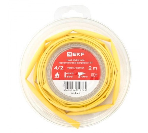 Термоусаживаемая трубка ТУТ нг 4/2 желтая ролик 2 м tut-4-y-bEKF