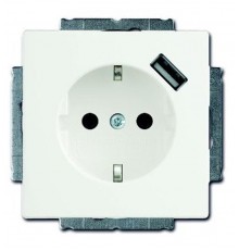 Розетка Schuko с устройством зарядным USB, 20 EUCBUSB-884-500, Future белый бархат, 16А, 700 мА,  2011-0-6182   2CKA002011A6182  ABB
