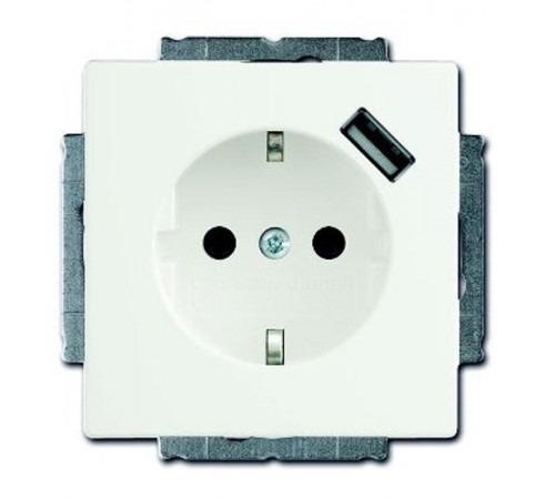 Розетка Schuko с устройством зарядным USB, 20 EUCBUSB-884-500, Future белый бархат, 16А, 700 мА,  2011-0-6182   2CKA002011A6182  ABB