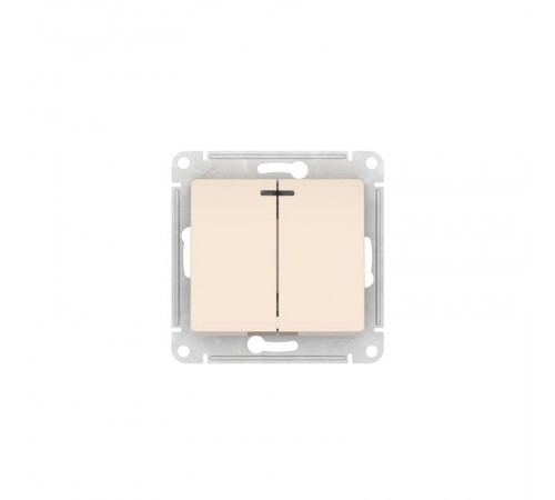 Glossa Бежевый Выключатель 2-клавишный с подсветкой, сх.5а, 10АХ, механизм, быстрозажимные клеммы  GSL000253S  SE
