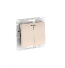Glossa Бежевый Выключатель 2-клавишный с подсветкой, сх.5а, 10АХ, механизм, быстрозажимные клеммы  GSL000253S  SE