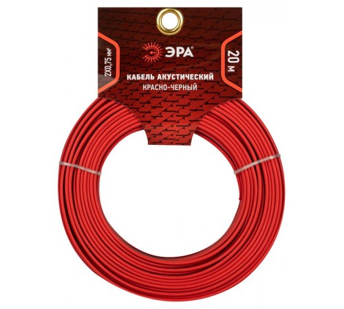 Акустический кабель ЭРА 2х0,75 мм2 красно-черный, 20 м   Б0059290  ЭРА
