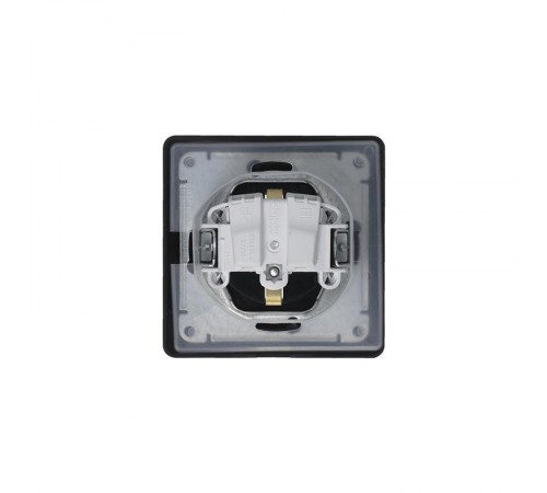 Glossa Антрацит Розетка с заземлением со шторками с крышкой, 16А, IP44 (в сборе)  GSL000748  SE
