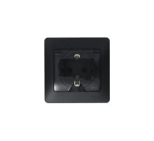 Glossa Антрацит Розетка с заземлением со шторками с крышкой, 16А, IP44 (в сборе)  GSL000748  SE