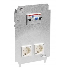 Панель монтажная CWB7, оцинкованная сталь, 2xSchuko, 2хВА 6А, ВДТ 30мА, клемма заземления  2CMA177371R1000  ABB