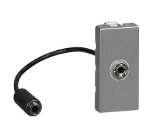 Розетка Jack 3,5 Mosaic 1 модуль, оборудована шнуром, алюминий  079379  Legrand