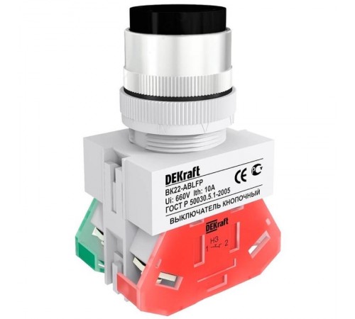 Выкл. кноп. с фикс. ABFP 22 мм черн. 220В ВK-22   25129DEK  DEKraft