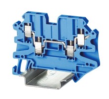 Клемма проходная, винтовой зажим, 4 точки подключения, 2.5 кв.мм, синяя  TUR-2.5-QUATTRO-BU  DKC