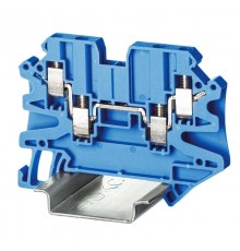 Клемма проходная, винтовой зажим, 4 точки подключения, 2.5 кв.мм, синяя  TUR-2.5-QUATTRO-BU  DKC