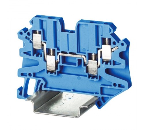 Клемма проходная, винтовой зажим, 4 точки подключения, 2.5 кв.мм, синяя  TUR-2.5-QUATTRO-BU  DKC