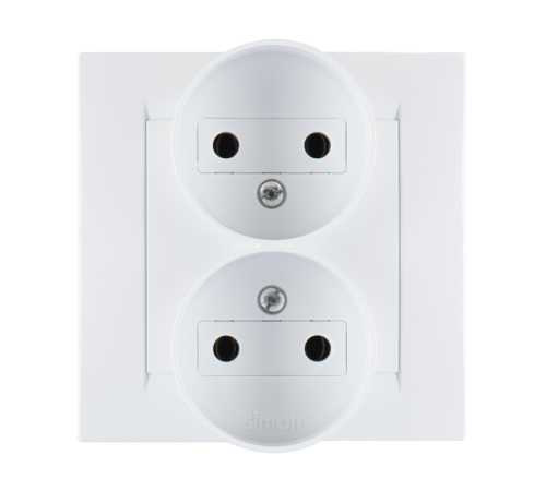 Simon 15 Белый Розетка двойная б/з, 16А 250В, винт. зажим  1590457-030  Simon