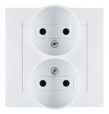 Simon 15 Белый Розетка двойная б/з, 16А 250В, винт. зажим  1590457-030  Simon