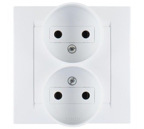 Simon 15 Белый Розетка двойная б/з, 16А 250В, винт. зажим  1590457-030  Simon